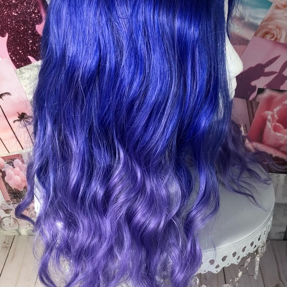 Blue to Purple Ombré Shoulder Length Wavy Wig without Bangs - New, never worn - Picture 3 of 9
